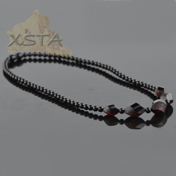 Amber necklace with dark cherry black